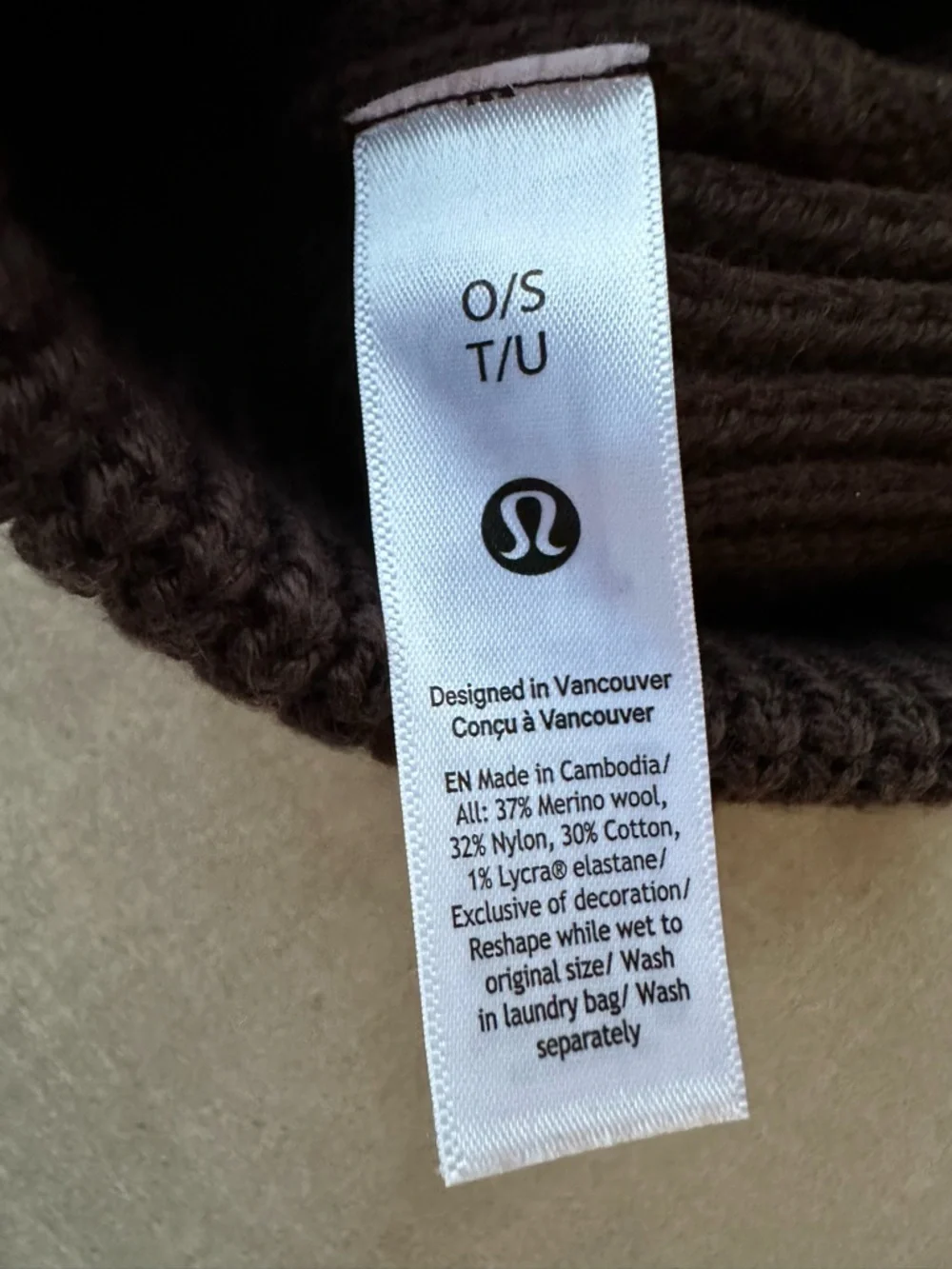 lululemon athletica Ribbed Fold-Over Beanie in Dark Brown